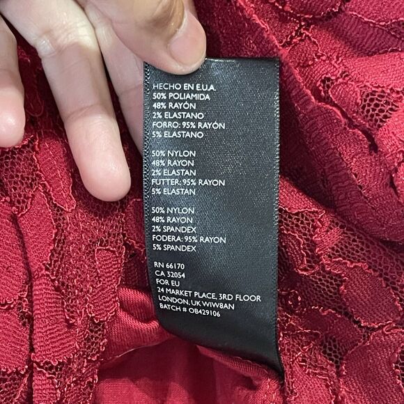 Urban Outfitters Kimchi Blue Red Lace Bodycon Dress‎ Sz Small Made In USA - Picture 14 of 14